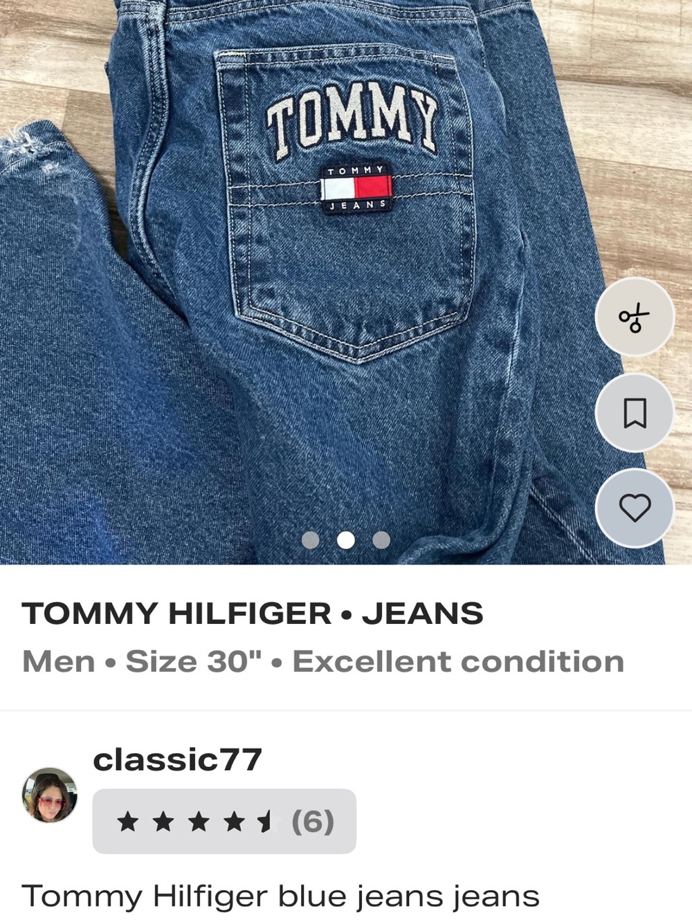 Tommy Hilfiger Men's Dark Blue Relaxed Jeans with Pocket Logo